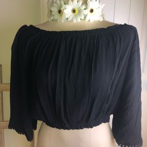 Forever 21 Black off the shoulder crop blouse